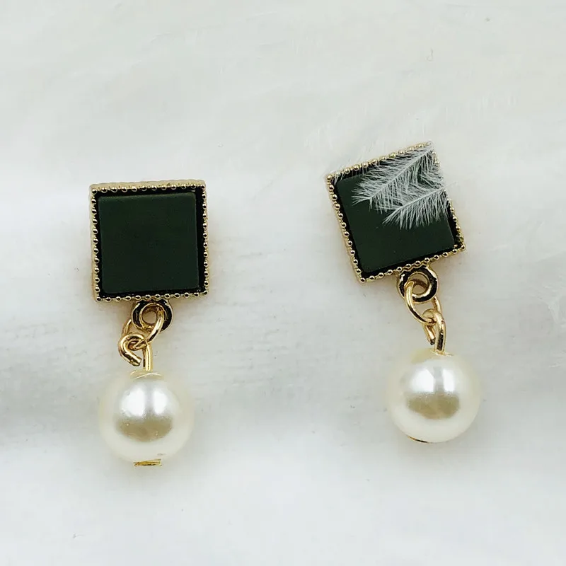 Серьги в стиле ретро простые Геометрические Квадратные серьги с натуральным