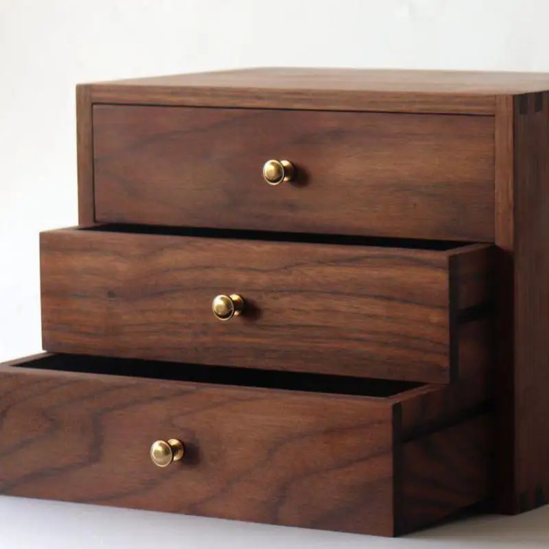 Шкаф с тремя выдвижными ящиками из черного ореха шкаф барабанами полностью