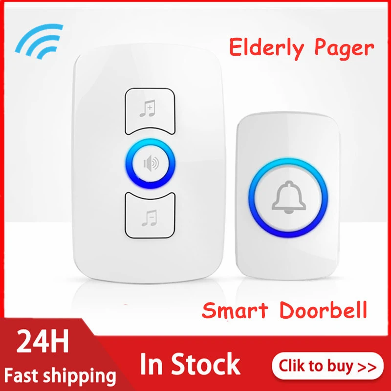 

Smart Wireless Doorbell Security F51+M525 Wireless Doorbell Chime Remote Control With Battery 32 Songs Powered Doorbell Button