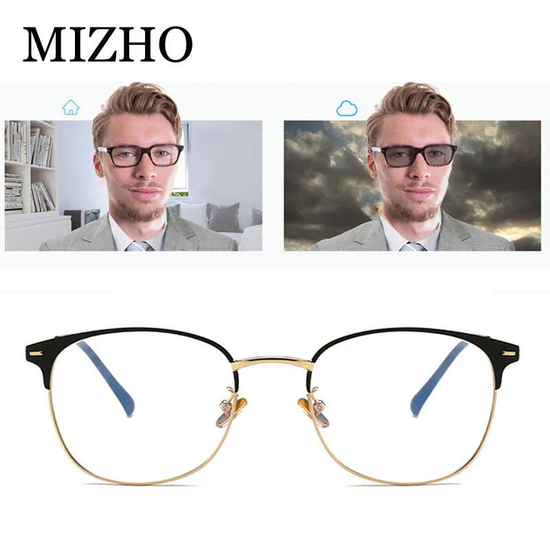 

Высококачественные металлические корейские очки MIZHO 2020, оптические мужские Овальные Солнцезащитные очки с защитой от излучения, очки с защ...