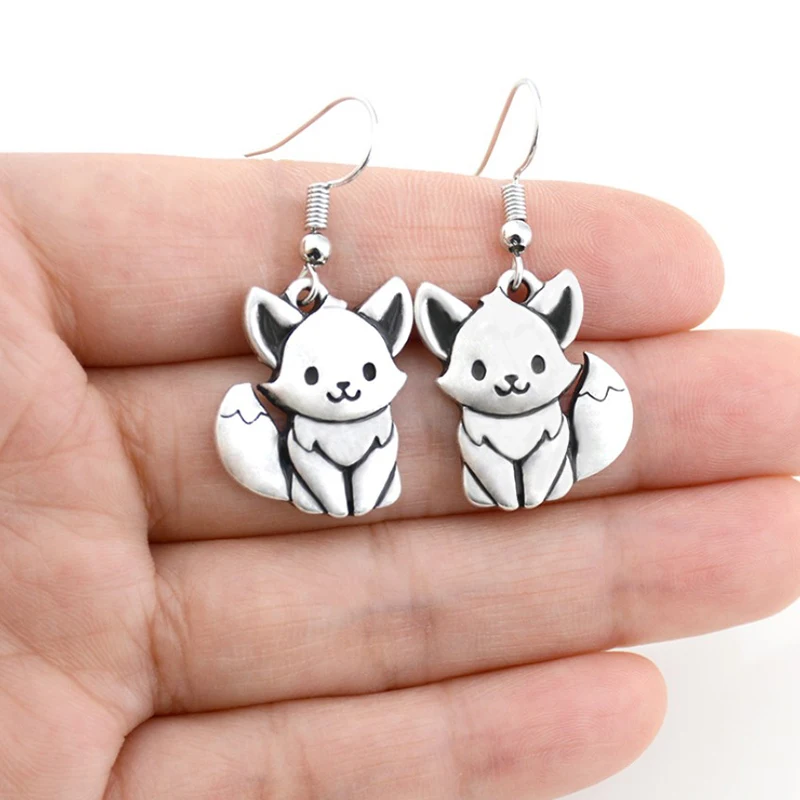 

New Fashion Silver Color Fox Drop Earring Boho Cute Animals Brincos Lover Gifts Jewelry Dangle Earrings For Women Pendientes