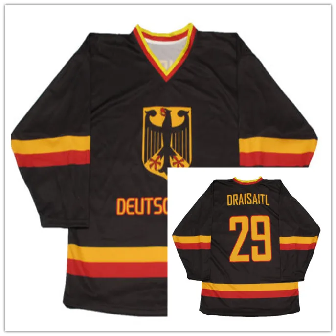 

29 Leon Draisaitl Team Germany Deutschland MEN'S Hockey Jersey Embroidery Stitched Customize any number and name