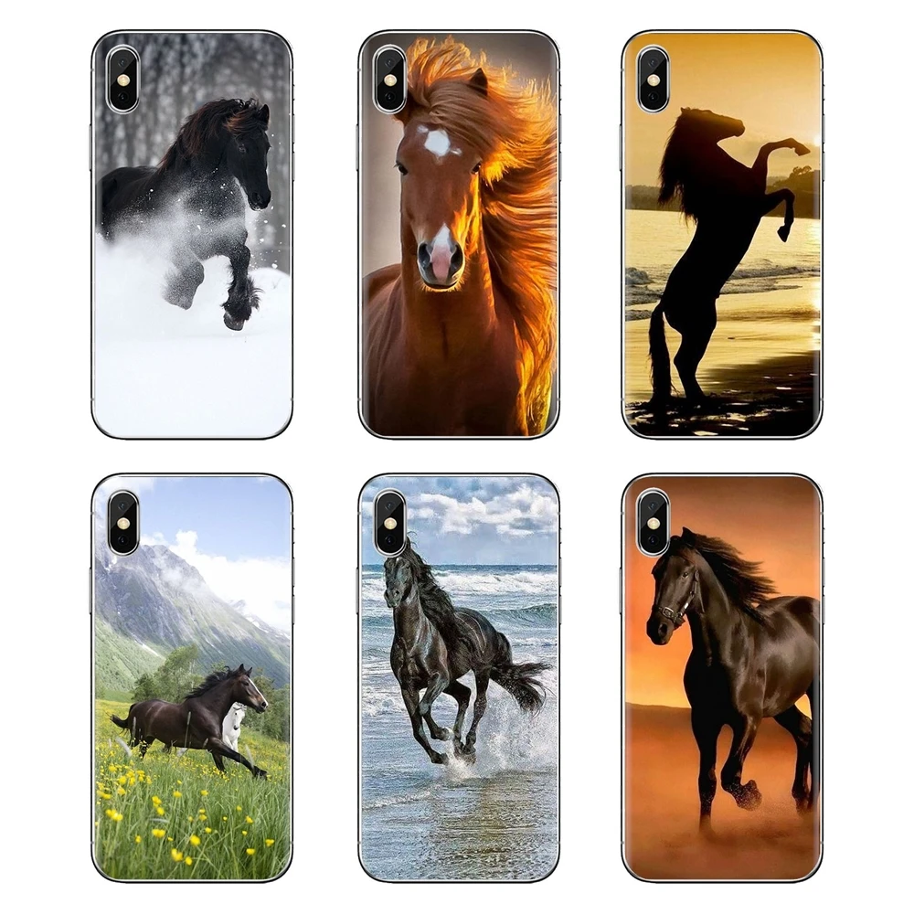 Плакат "Дикие лошади бегут на закате" для iPhone XS Max XR X 4 4S 5 5S 5C SE 6 6S 7 8 Plus Samsung Galaxy J1 J3 J5 J7 A3 A5.