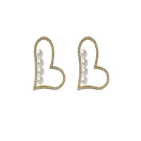 large simulated pearl heart earrings 2020 suitable for womens love geometric gold pendant earrings korean jewelry