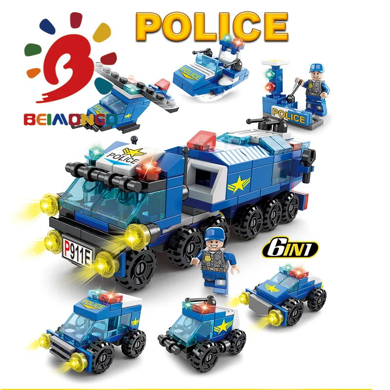 Бесплатная доставка! Строительные блоки BEIMONGO Mini LPolice 147 шт. мини-блоки 6 в 1 умные