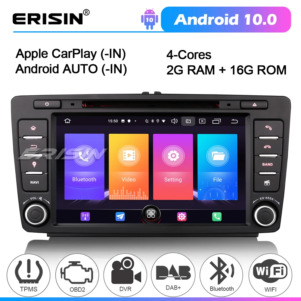 Автомагнитола 2726 Android 10 для Skoda Octavia Yeti Superb DAB + DVD OBD WIFI 4G головное устройство Satnav GPS