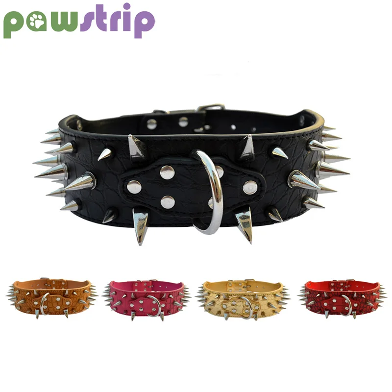 Pawstrip 4 вида цветов PU кожаный большой средний собачий ошейник с узором аллигатора