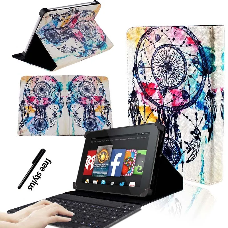 KK&LL для Amazon Fire HD 8(6th/7th/8th Gen, выпуск)-кожаный чехол-книжка для планшета+ bluetooth-клавиатура