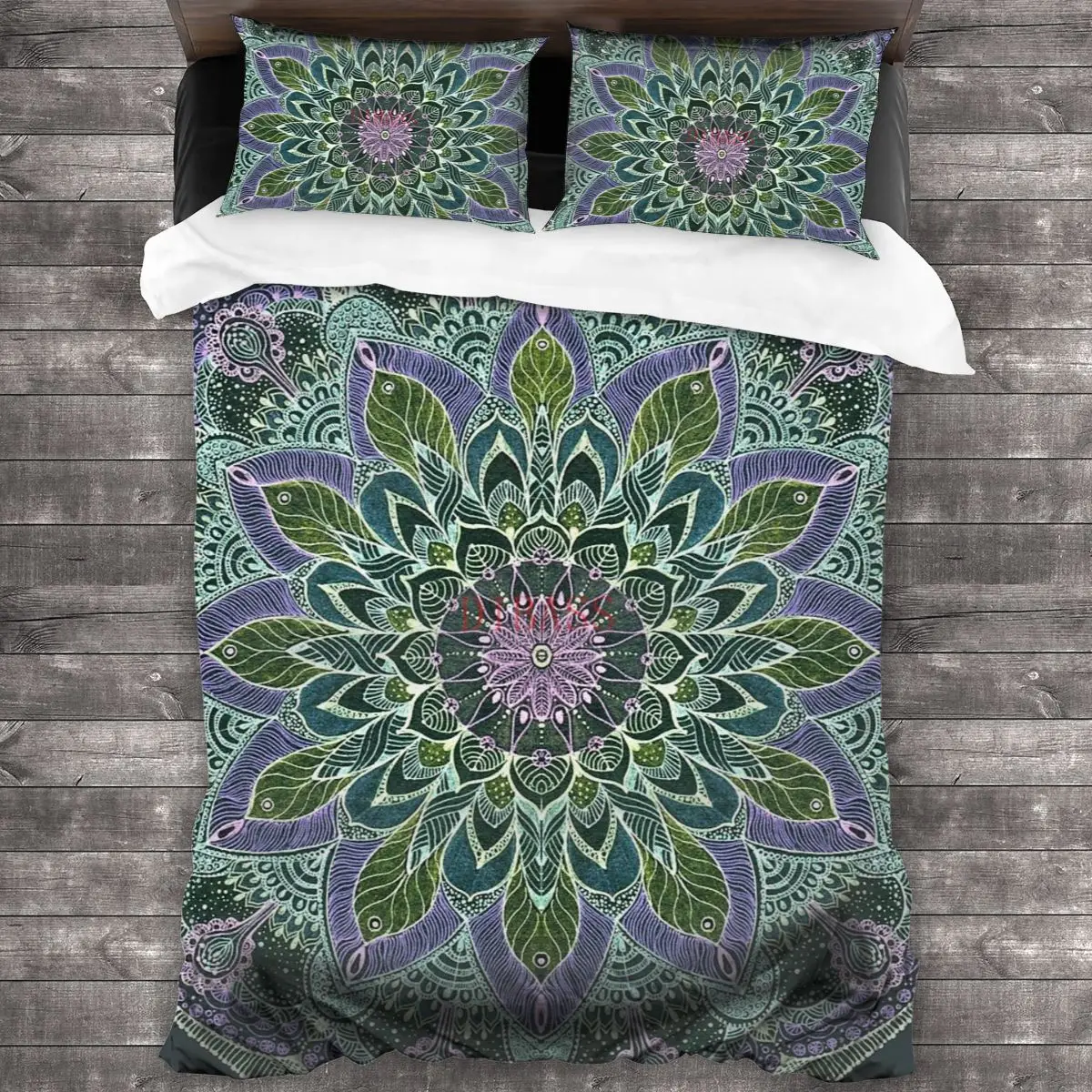 

Hand Drawn Pink Purple Mandala On Dark 100%Pure Cotton Comforter Set with 2 Pillowcase,Duvet Cover Set, Bedding Sets Bed Set