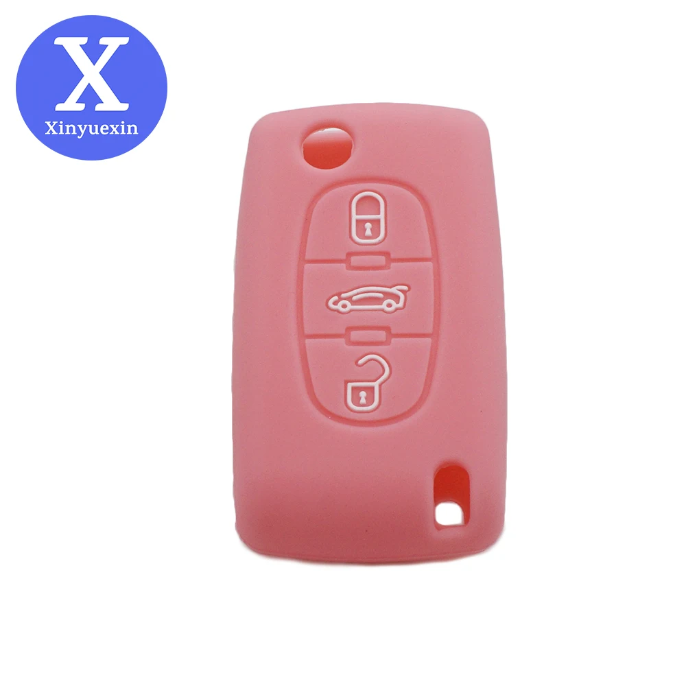 

Xinyuexin 3 Buttons Silicone Rubber Car Key Case for PEUGEOT 207 307 308 407 408 for Citroen C3 C4 C4L C5 C6 Fob Protector Cover