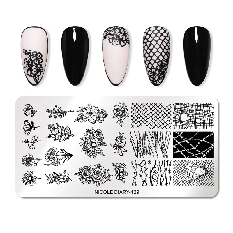 Николь дневник пластины для стемпинга ногтей прямоугольник Геометрические