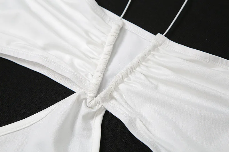 

Women Sexy Black White Dress Sweet Sling Dress Ladies Summer Fashion Sleeveless V-neck Lace-up Dress Party Wear M0521