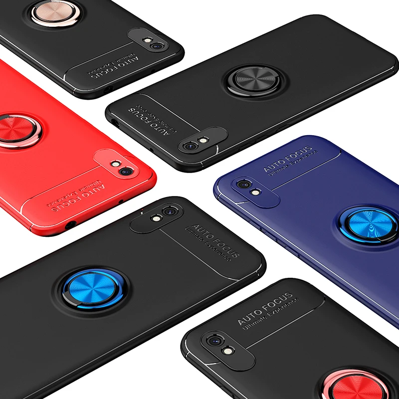 

Shockproof kickstand case for redmi 7a 8a 9a phone cases for redmi 7 9 With Finger Ring matte soft tpu back cover cases