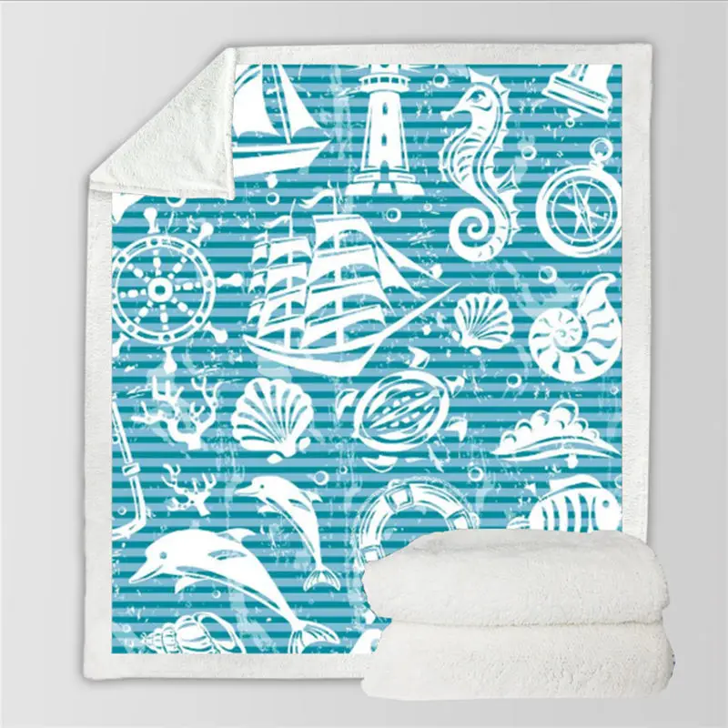 Одеяло толстовка морской принт с животными сон одеяло легкое квадратное