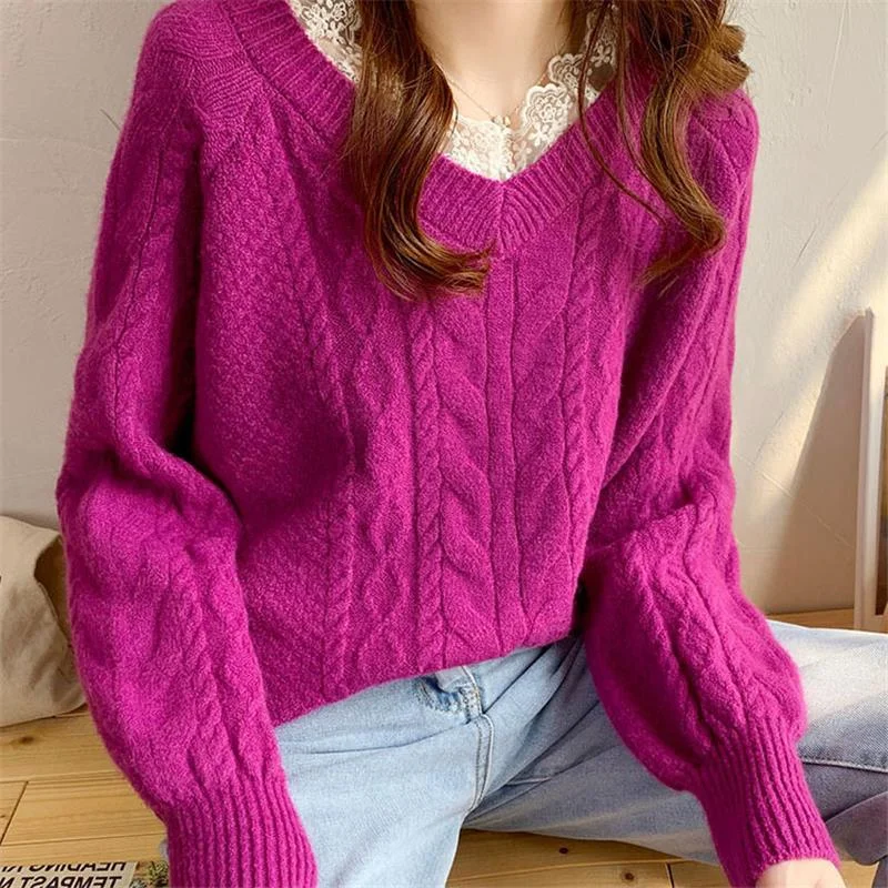 

Fashion Women Sweater Knitted Soft Slimming Elegant Women's Jumper Basic Korean Top Jumper Ribbed Female Sweater Pullovers