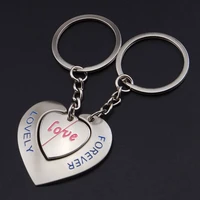 1 pair new love heart lock key chain ring keyring keyfob lover couples valentines day gift women men keychain jewelry