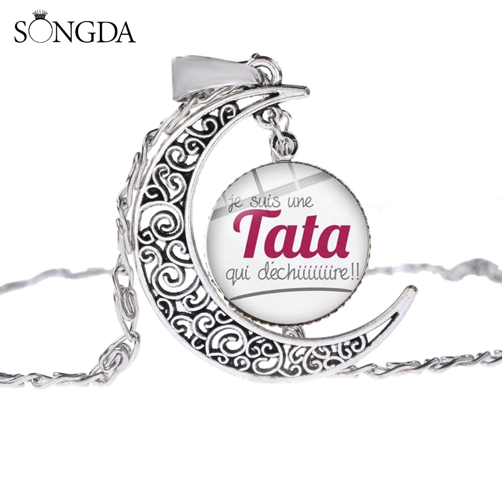 2019 модное ожерелье Super TATA французская буква Художественная печать стеклянный