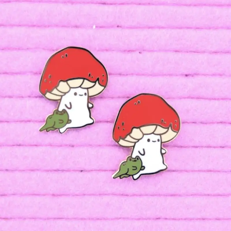Жесткая эмалированная булавка в виде гриба и Froggo милая кавайная натуральная на