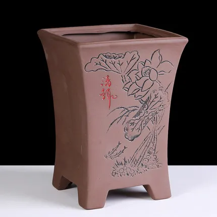 Фиолетовый песок Керамика квадратный бонсай бассейна Орхидея цветок Clivia горшок