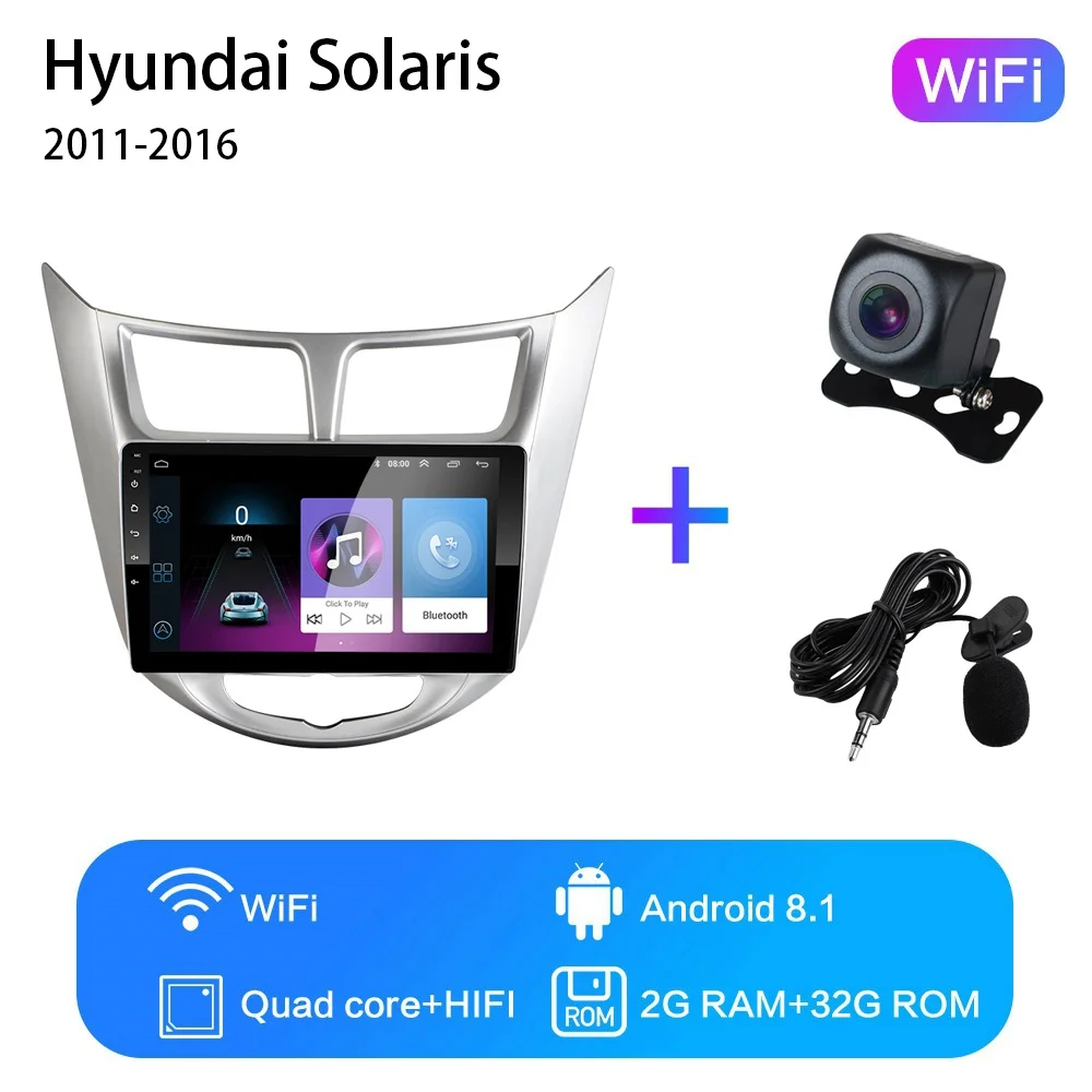WIFI 2G-32G-XGYS-MIC 9 ''2 din Android 8,1 автомобильный dvd-плеер для современного Solaris accent Verna 2011- радио рекордер Gps wifi usb DAB+ аудио - Цвет: WIFI 2G-32G-XGYS-MIC