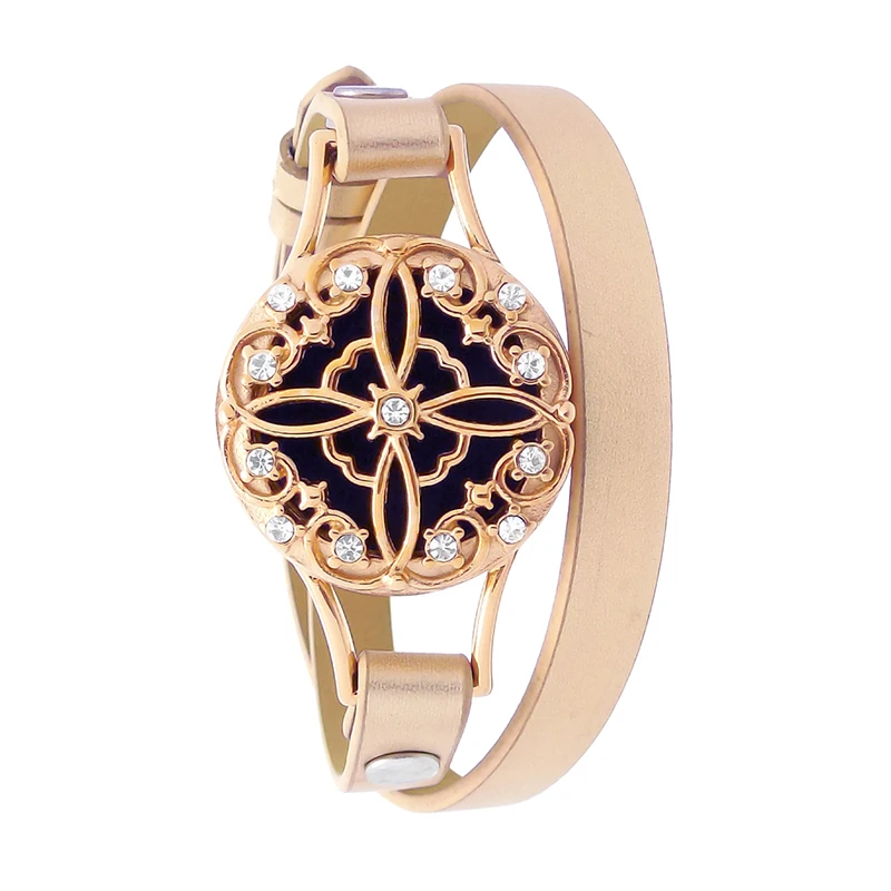 Rose Gold BLRGD003 25 мм диффузорный магнит розовое золото натуральная кожа медальон с ароматом браслет из нержавеющей стали эфирные масла Ароматерапия медальон браслет - Окраска металла: Rose Gold BLRGD003