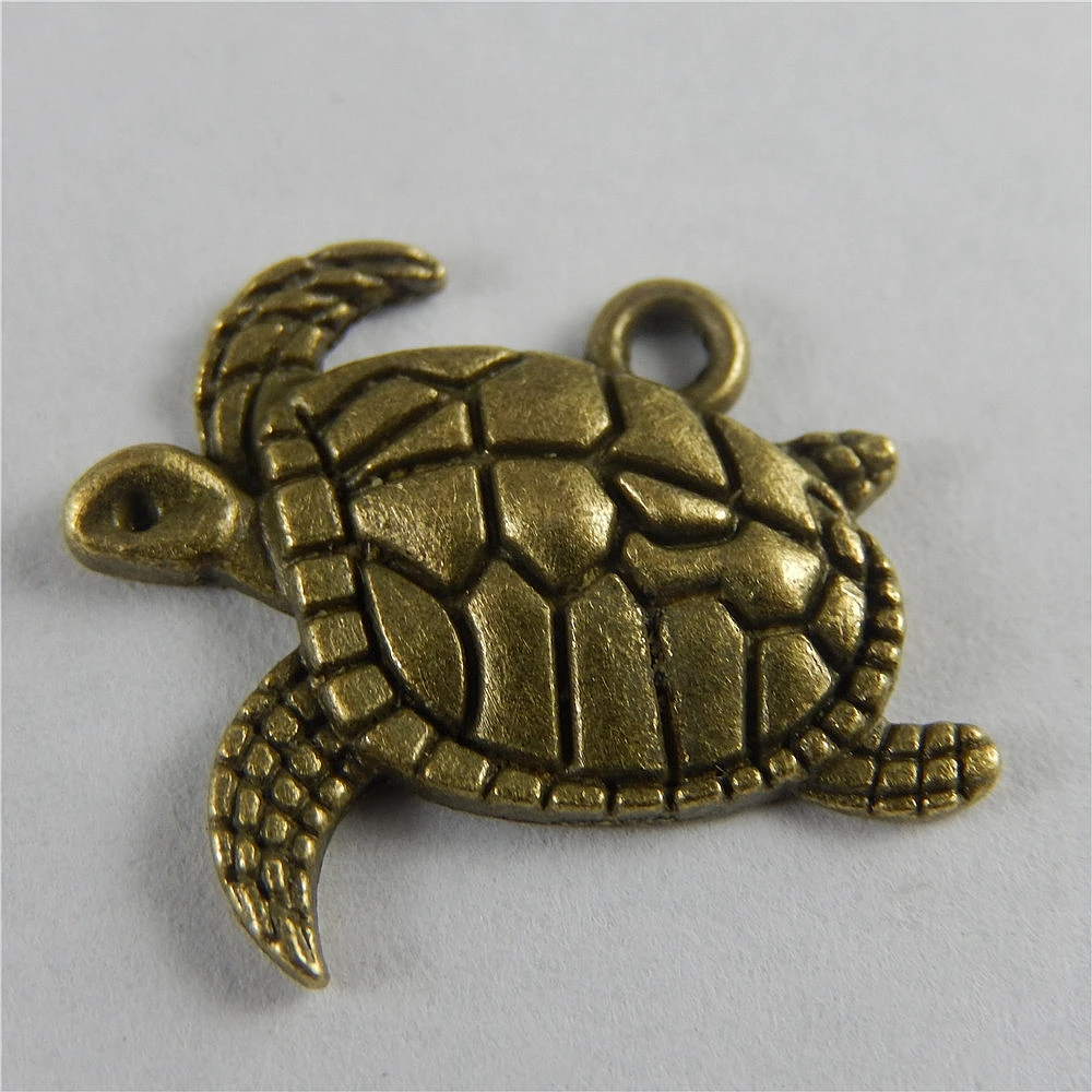 

Julie Wang 20 PCS 17*16mm Retro Bronze Alloy Sea Turtle Charms Tortoise Pendant Nautical Animal Earrings Bracelet Jewelry Making