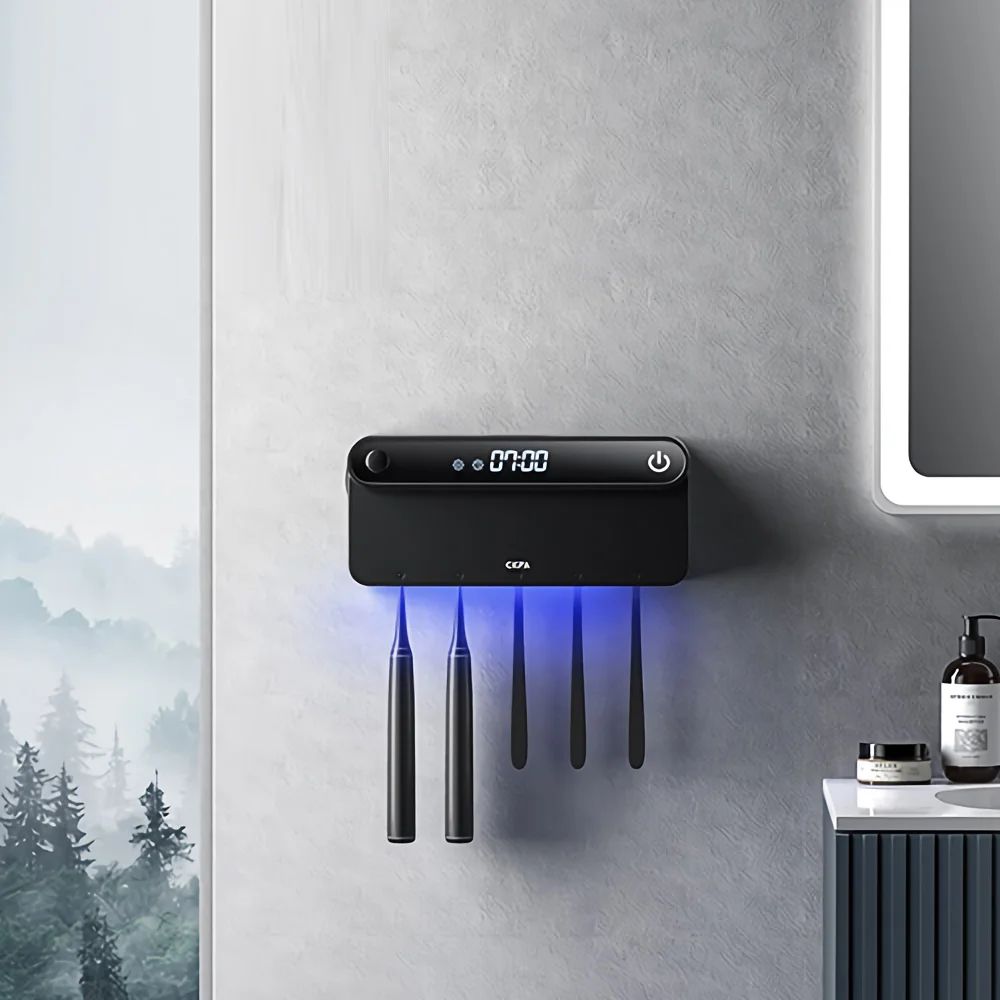 Умный держатель для зубных щеток настенный стерилизатор дезинфекция от УФ