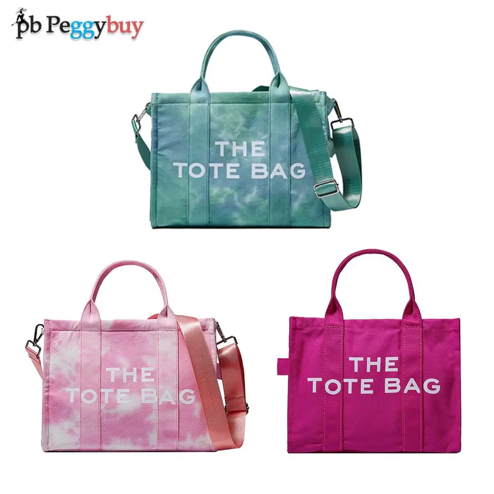 

Fashion Women Tie Dye Letters Print Shoulder Bag Female Casual Canvas Crossbody Bags Large Capacity Handbags For Women 2021