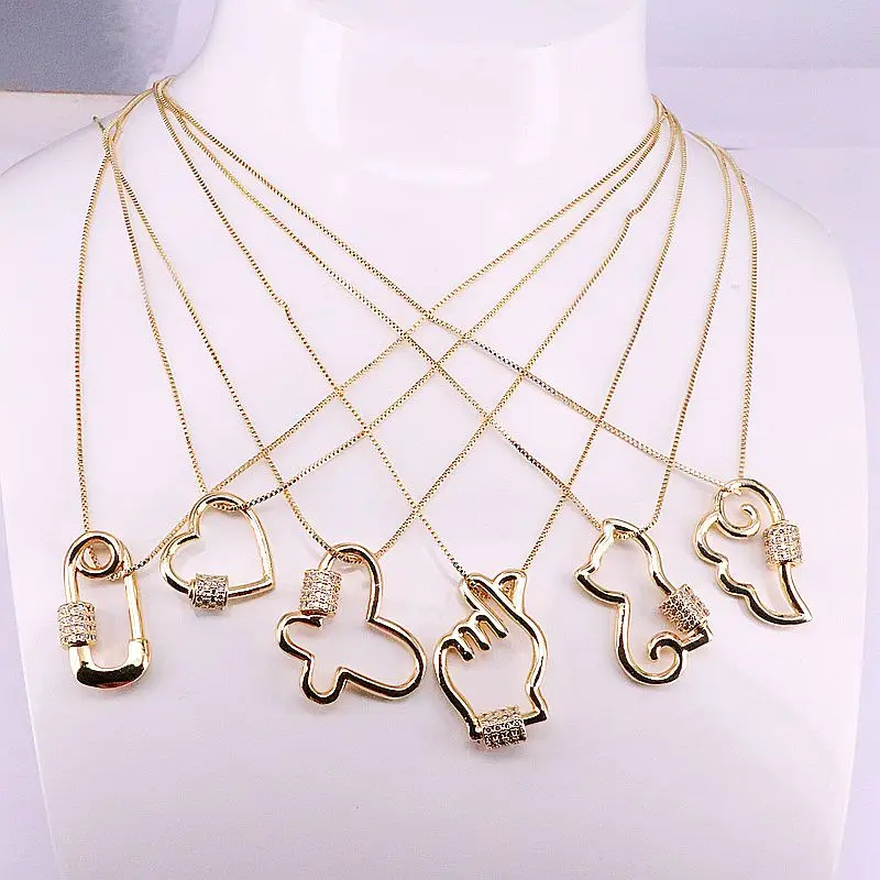 Мода 8 шт новый дизайн сердце/кошка/Бабочка застежка cz ожерелье покрытая