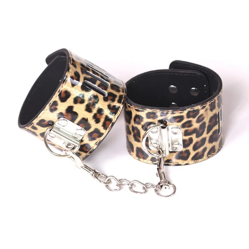 Взрослые игры Леопард гей кожаные браслеты ограничители эротические секс