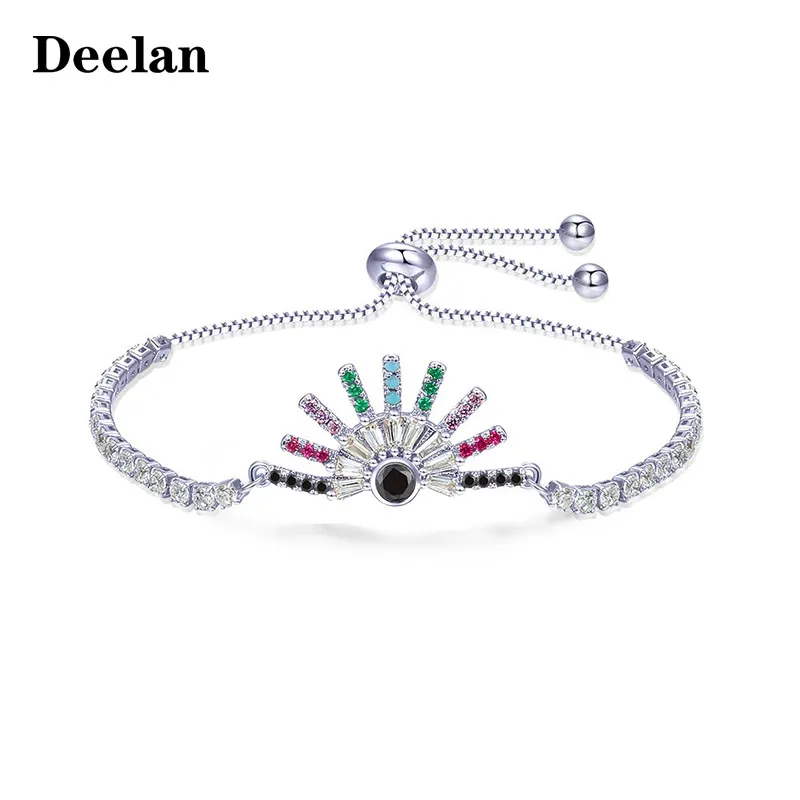 Женский браслет цепочка DEELEN Smile Eyes золотой с австрийскими кристаллами для