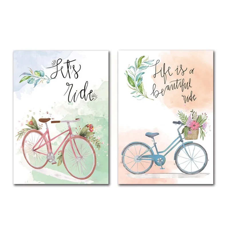 

Letters and Bicycle Home Decoration Canvas Painting Bedroom Living Room Posters Hd Printing Pictures with Waterproof Ink Wall Pi