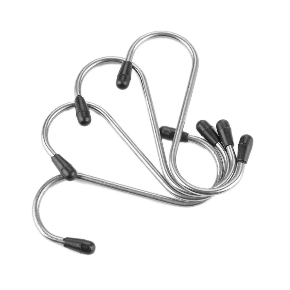 

4pcs Durable Traceless Bedroom Clothes Shoes Bag S Shape Anti Rust Stainless Steel Home Hanging Hook