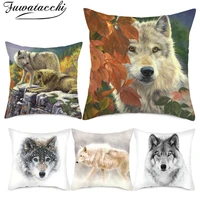 fuwatacchi wild wolf animals printed pillow case wolves photo cushion cover for home sofa decorative throw pillow cover 45x45cm
