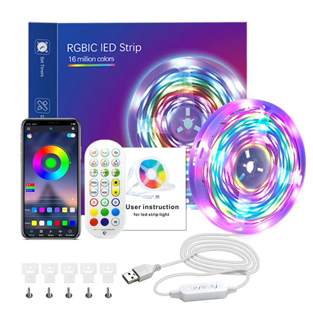 

Светодиодная лента RGBIC 5050 Dream светильник s, умная сказочная лампа с Bluetooth, «сделай сам», музыка, синхронизация и управление через приложение, для гостиной, спальни, Потолочный декор