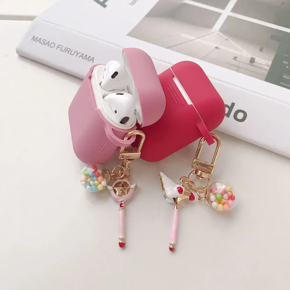 For AirPods 1/2 Case For Air pods Pro luxury Keychain Cartoon Accessories Silicone Case Wireless Earphone Cover case fundas