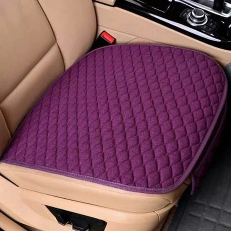 1 purple front seat Чехол для автокресла четыре сезона до и после ромбовидной льняной подушки дышащий защитный коврик автозапчасти универсальный размер - Название цвета: 1 purple front seat