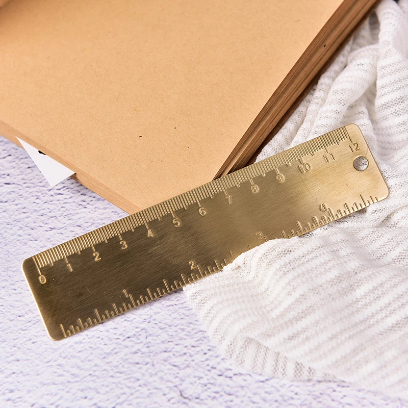 Brass Straight Ruler for School Office Stationery Metal Painting Drawing Tools Chancery Rose Gold Measuring Bookmark Mini | Канцтовары