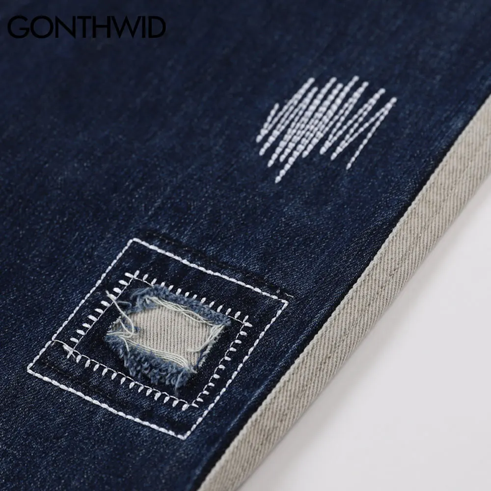 Шаровары GONTHWID мужские с вырезами в стиле пэчворк повседневные свободные