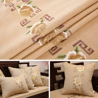linen fabric upholstery jacquard polyester fabrics sewing pillowcase cushion for embroidered patch
