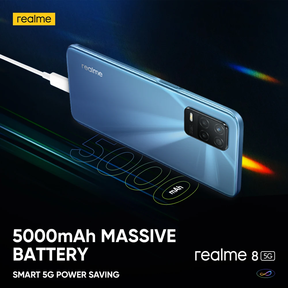 

[World Premiere]realme 8 5G Global Russian Version NFC Dimensity 700 90Hz Display Smartphone 5000mAh 48MP Triple Camera 4GB 64GB