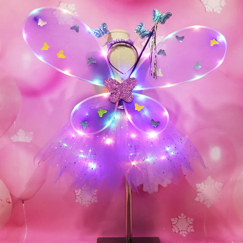 4 шт./компл. для маленьких девочек светильник на мини-юбка крыло палку Головные