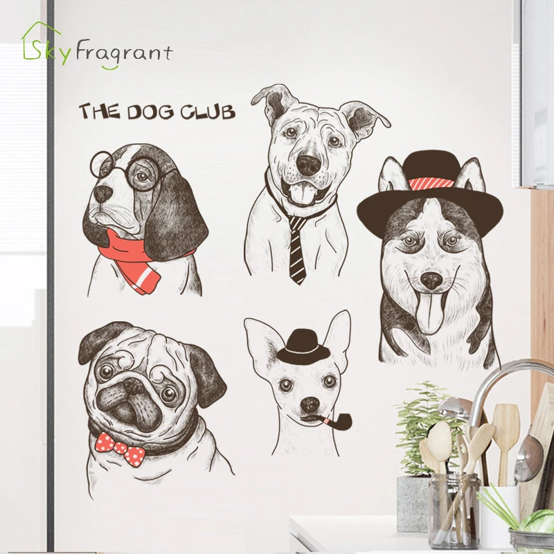 Творческие настенные наклейки с собаками для дома – самоклеящиеся наклейки для декорации зоомагазина в гостиной – украшение фона.