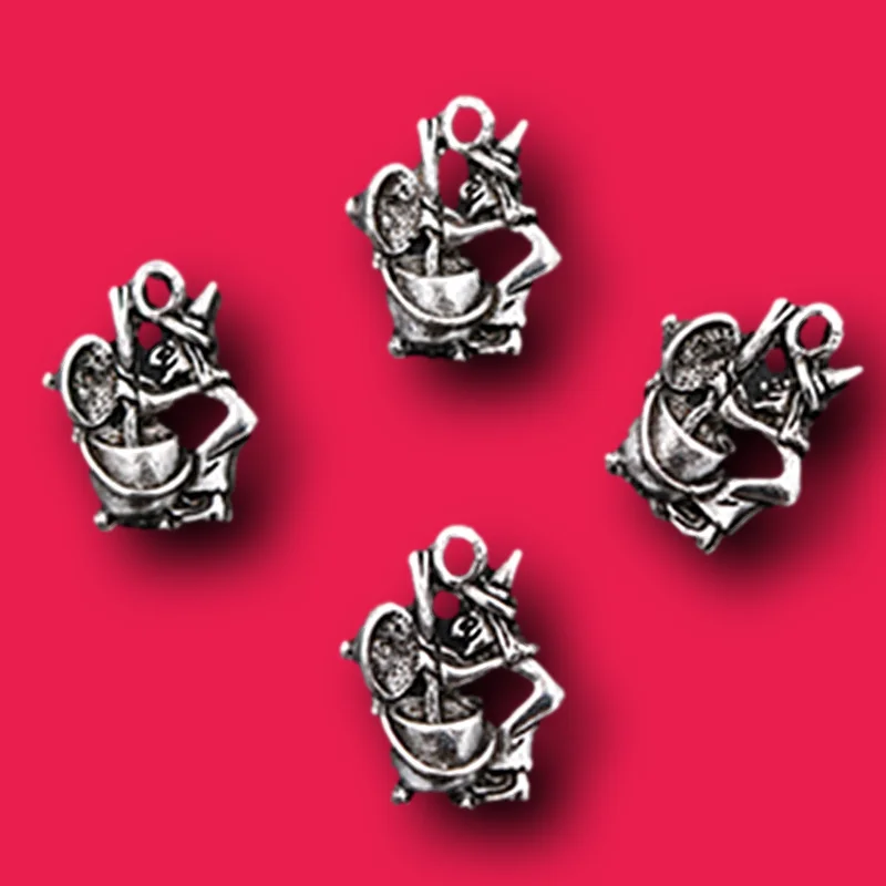 8 шт. Посеребренная 3D черная волшебная ведьма кулон ожерелье на Хэллоуин брелок