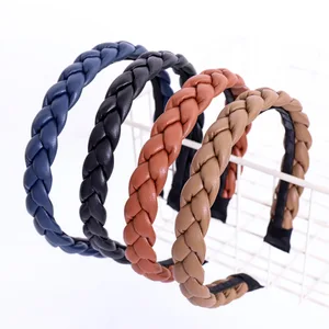 2021 в винтажном стиле из полиуретановой кожи Кожаный Плетеный ободок повязка на голову, Женский тюрбан для девочек с повязкой на голову, возраст зажимы с кольцами аксессуары для волос Opaska сделать Wlosow диадемы