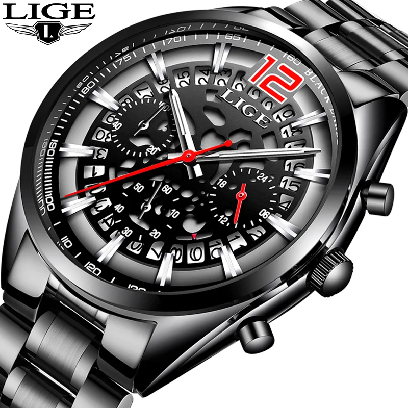 LIGE Мужские часы от ведущего бренда Роскошные военные спортивные мужские