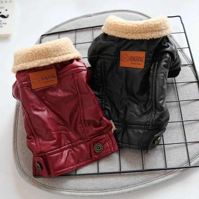 

Кожаное пальто для собак, куртка, зимняя одежда для собак, наряд, пудель, Бишон, померанский шнауцер, мопс, французский бульдог, одежда, теплы...