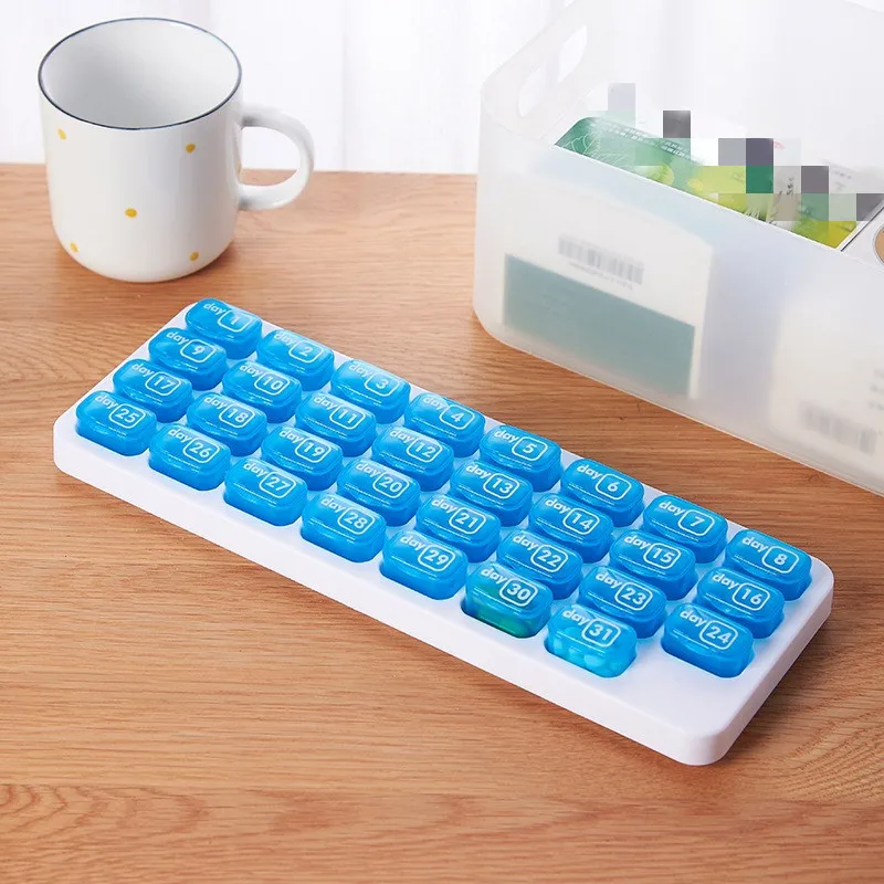 

Портативный диспенсер для таблеток, 31 сетки съемные, коробка для таблеток с клавиатурой на один месяц/контейнер для таблеток Vita