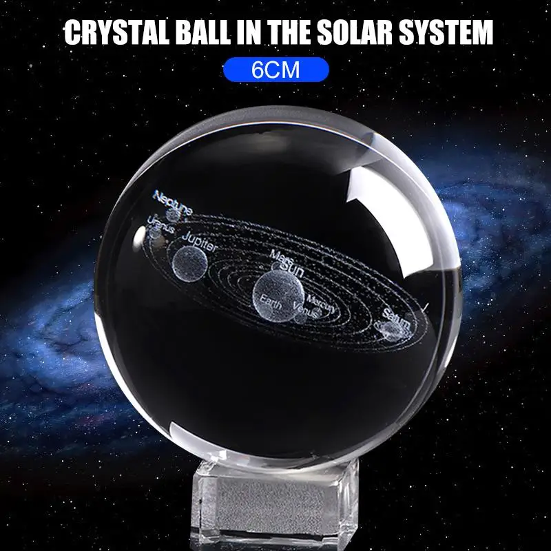 Стеклянный шар кварцевый с лазерной гравировкой 6 см миниатюрный домашний декор