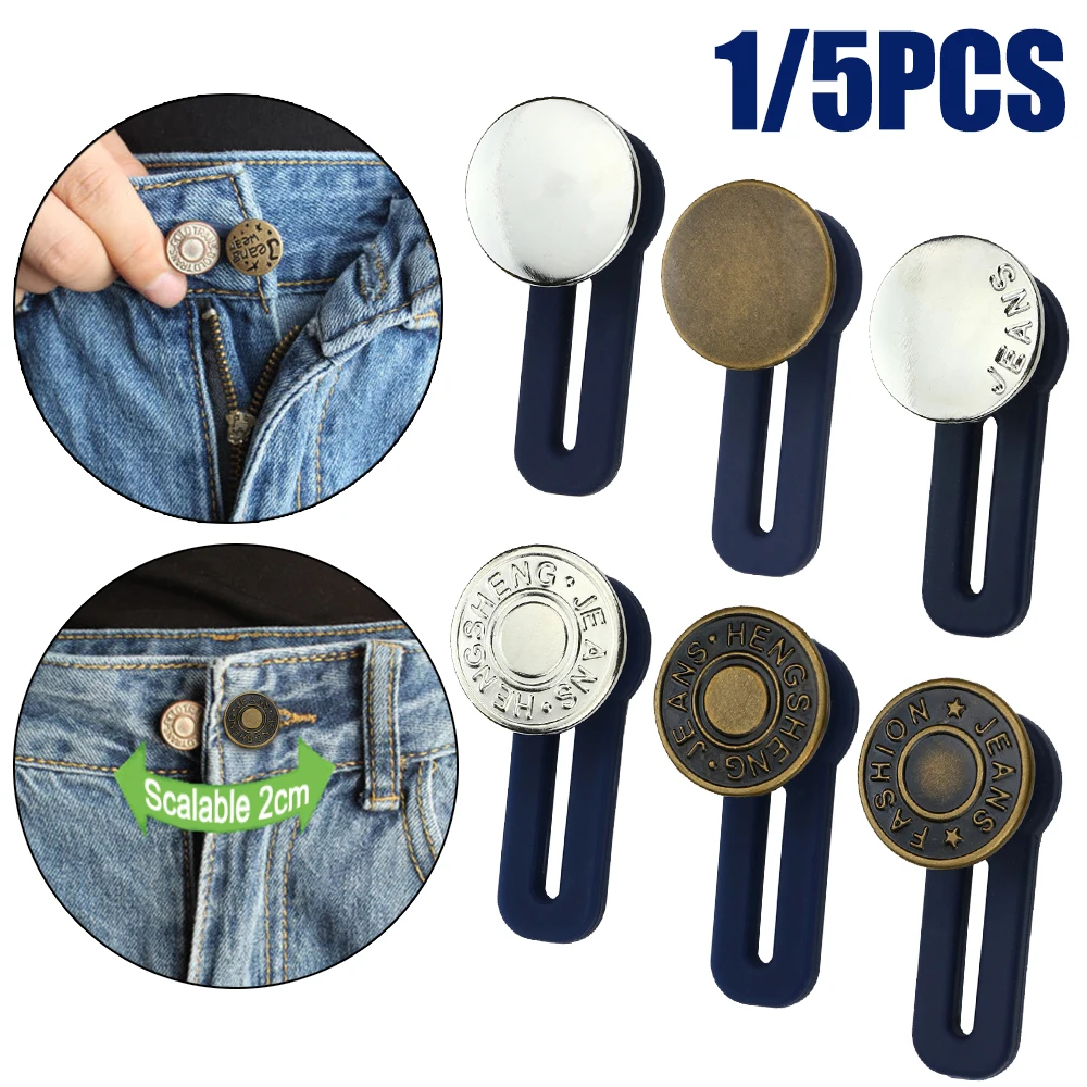1/5 Pcs Detachable Snap Metal Jeans Buttons Retro Pants Pin for Clothing Extended Button Sewing-Free Perfect Fit Expande Waist | Дом и сад